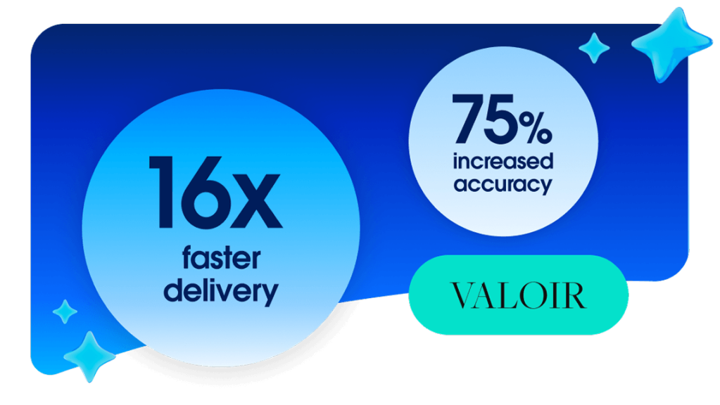 Data from a Valoir report show 16 times faster agent delivery and an increase in agent accuracy of 75%